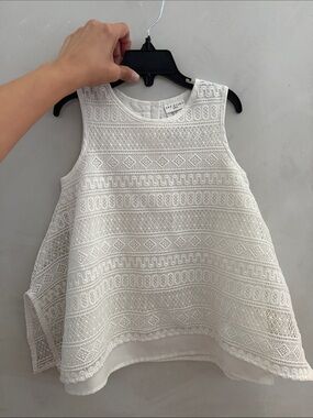 Max Studio Girls White Lace Sleeveless Top
